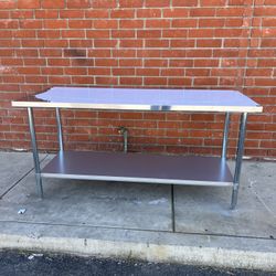 Stainless Steel Work Table w/ Galvanized Steel Undershelf 30” x 72” NSF approved
