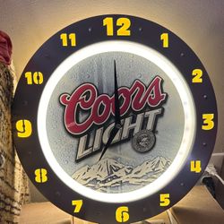 COORS 16 inch Stainless Steel - Coors Lighted Clock