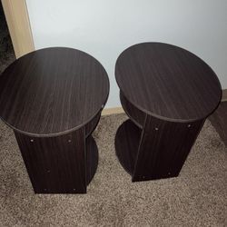 2 Furinno Jaya Simple Design Oval End Tables. New. Never Been Used(See & Click On Pictures)