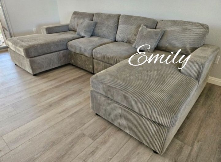 Elegant 2-PC Corduroy Sectional Sofa Set