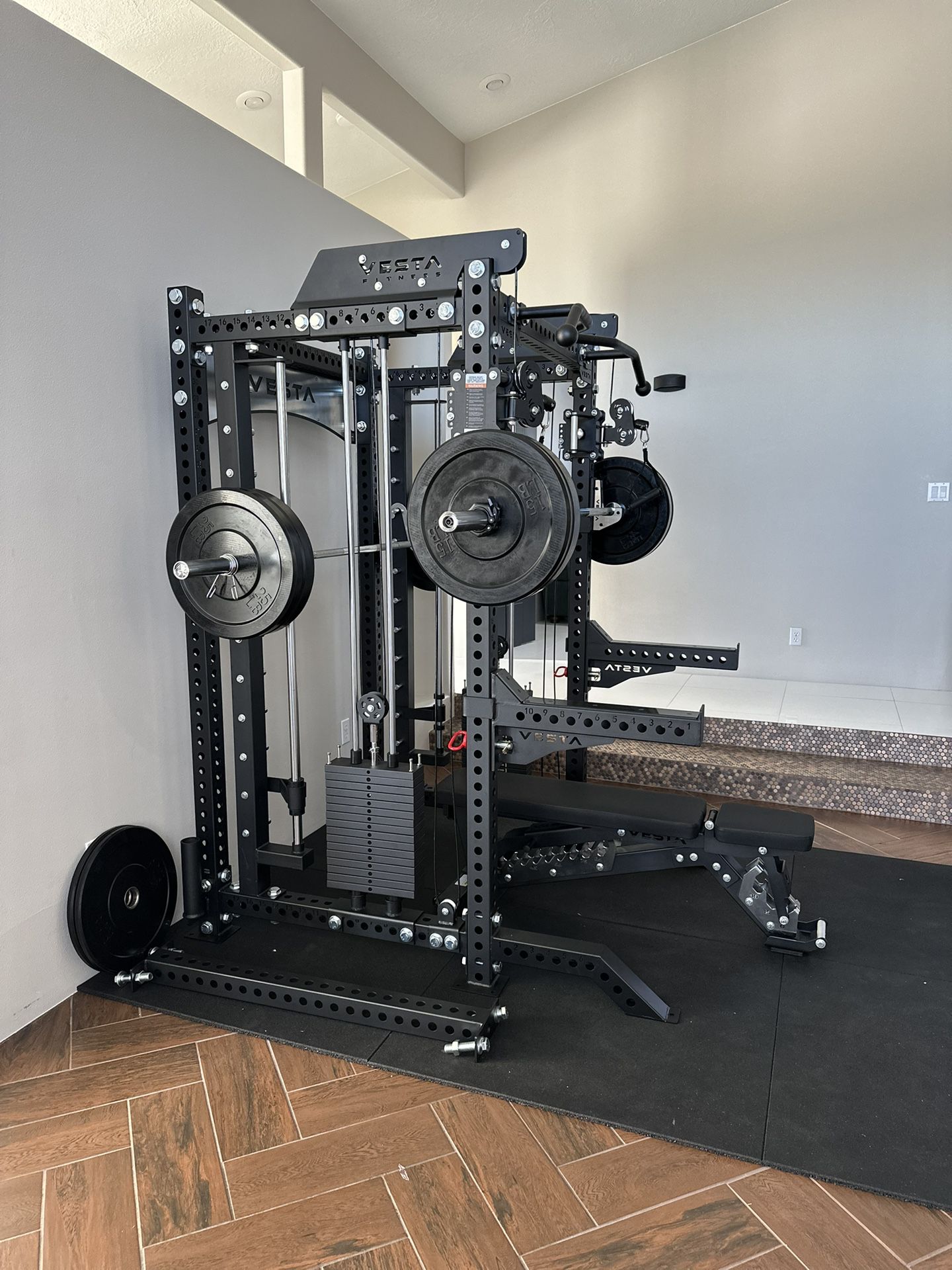 PRO SERIES Ultimate Half Rack Functional Trainer w/Smith Machine Bar | 320lb Stack | Gym Equipment | Fitness | Commercial | Squat Rack 