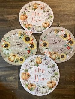 Fall Wooden Wall Decor Signs – Pumpkin / “Bless This Home” / Farmhouse Autumn 🍂