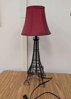 Eiffel Tower Table Lamp with Red Shade