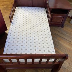 Toddler Bed Includes Mattress And Night Table “Real Wood “