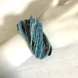 The Beaded Soul Blue And Brown Multi Strand Beaded Bracelet