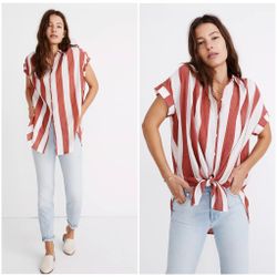 Madewell Central Tunic Shirt in Cara Stripe