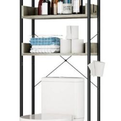 OTK Over-The-Toilet Storage 3 Tier Bathroom Organizer Shelf 64x25x9 White Oak