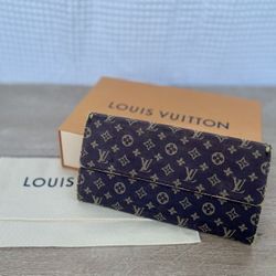 Louis Vuitton brown Sarah denim monogram wallet