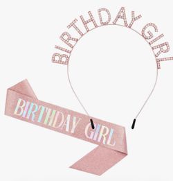 Rhinestone  Birthday Girl crown& silver sash