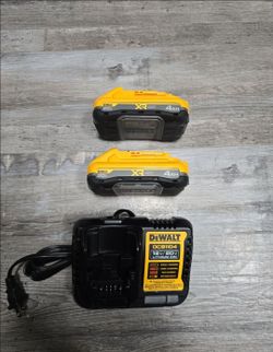 2---DeWalt 20V MAX XR POWERPACK Batterys dcb2104 and charger  mod# dcb1104 all new