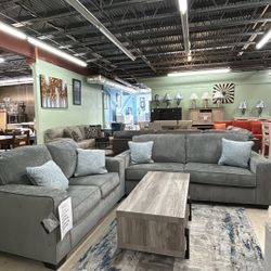 Brand New - Sofa And Loveseat Set Light Grey - At Furniture Expo 