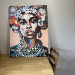 African Woman Canvas Wall Art – 40x30 – Framed & Ready to Hang