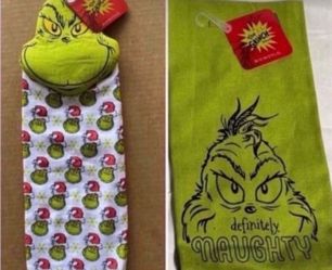 NEW TWO DR. SEUSS THE GRINCH KITCHEN TOWELS