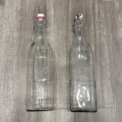 Two Glass Water Canisters 