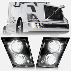 Fog Light Lamp Pair Set for 1(contact info removed) Volvo VNL Trucks LED Chrome Two Lights
