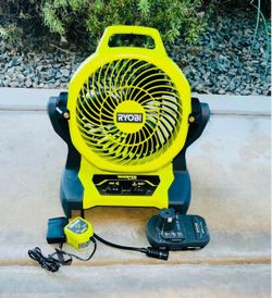 RYOBI ONE+ 18V Cordless 7-1/2 in. Bucket Top Misting Fan Kit with Compact Battery and Charger New