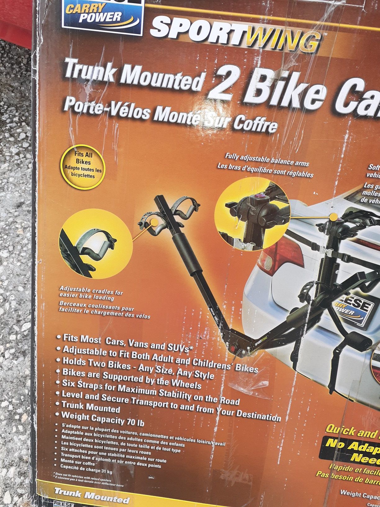 Reese sportwing trunk mounted 2 bike carrier
