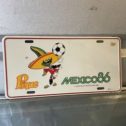 Vintage FIFA World Cup Mexico 1986 Pique License Plate Sport-Billy Productions /New Sealed