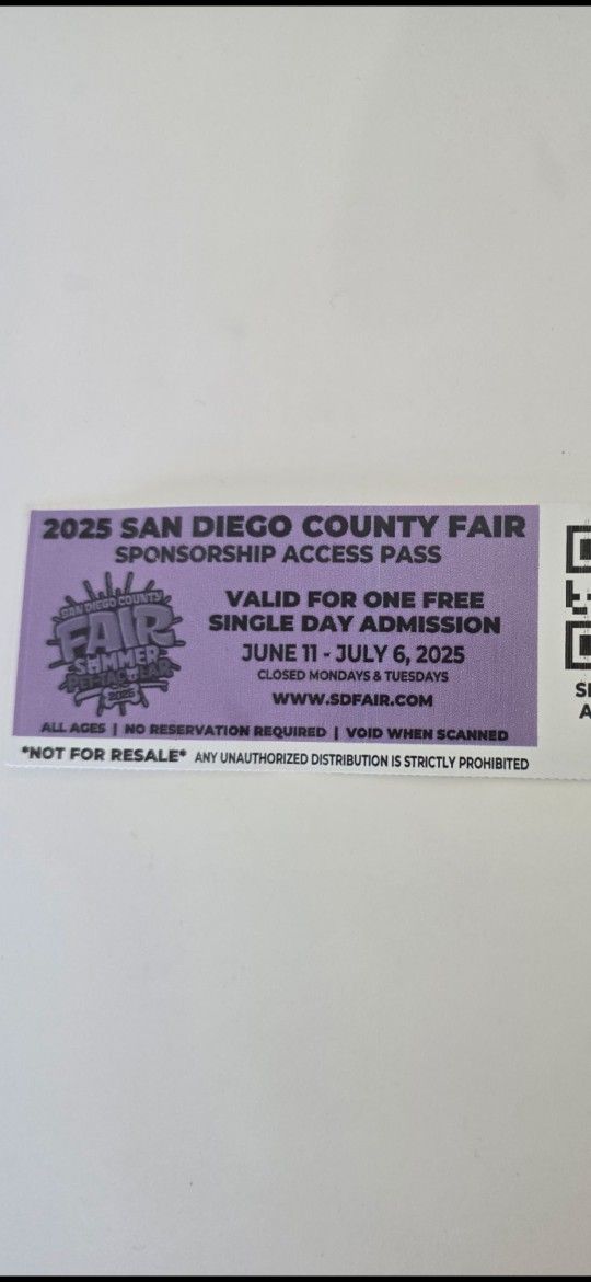 San Diego County Fair Admission Ticket