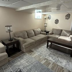 Living Room Set (Couches, Table, Nightstands, Lamps)