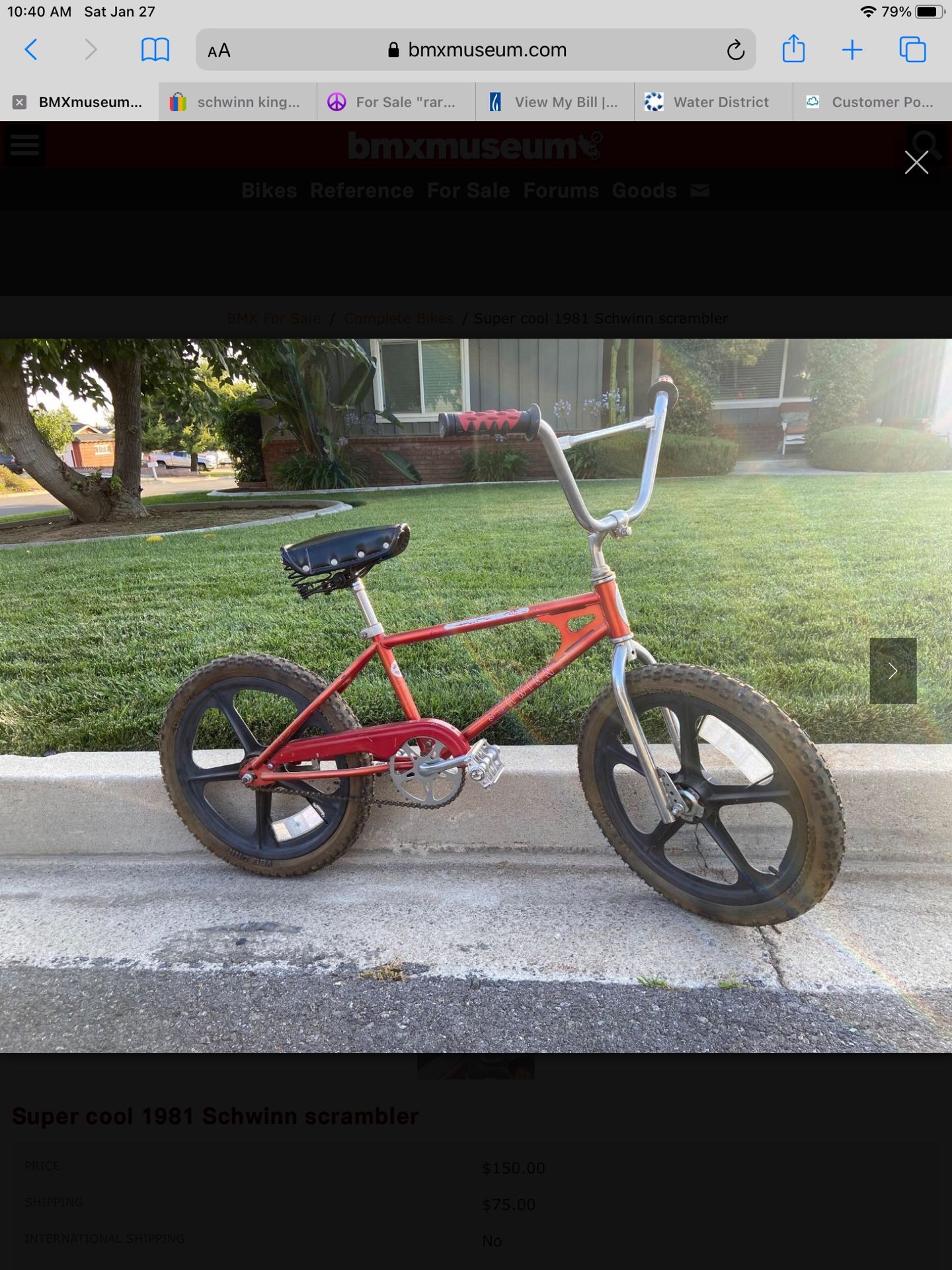 1981 Schwinn Scrambler Bike Without Rims Bmx Old Hutch Jmc Patterson Vintage