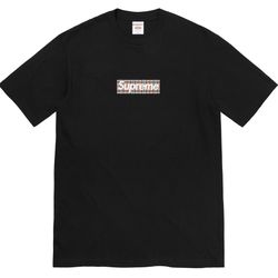 Supreme Burberry Box logo black tee size small
