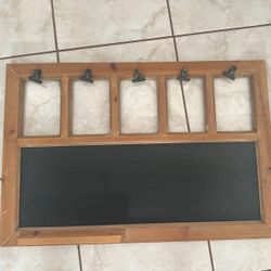 chalk board with clips for photos