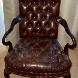 Vintage Leather Library Chair, OBO