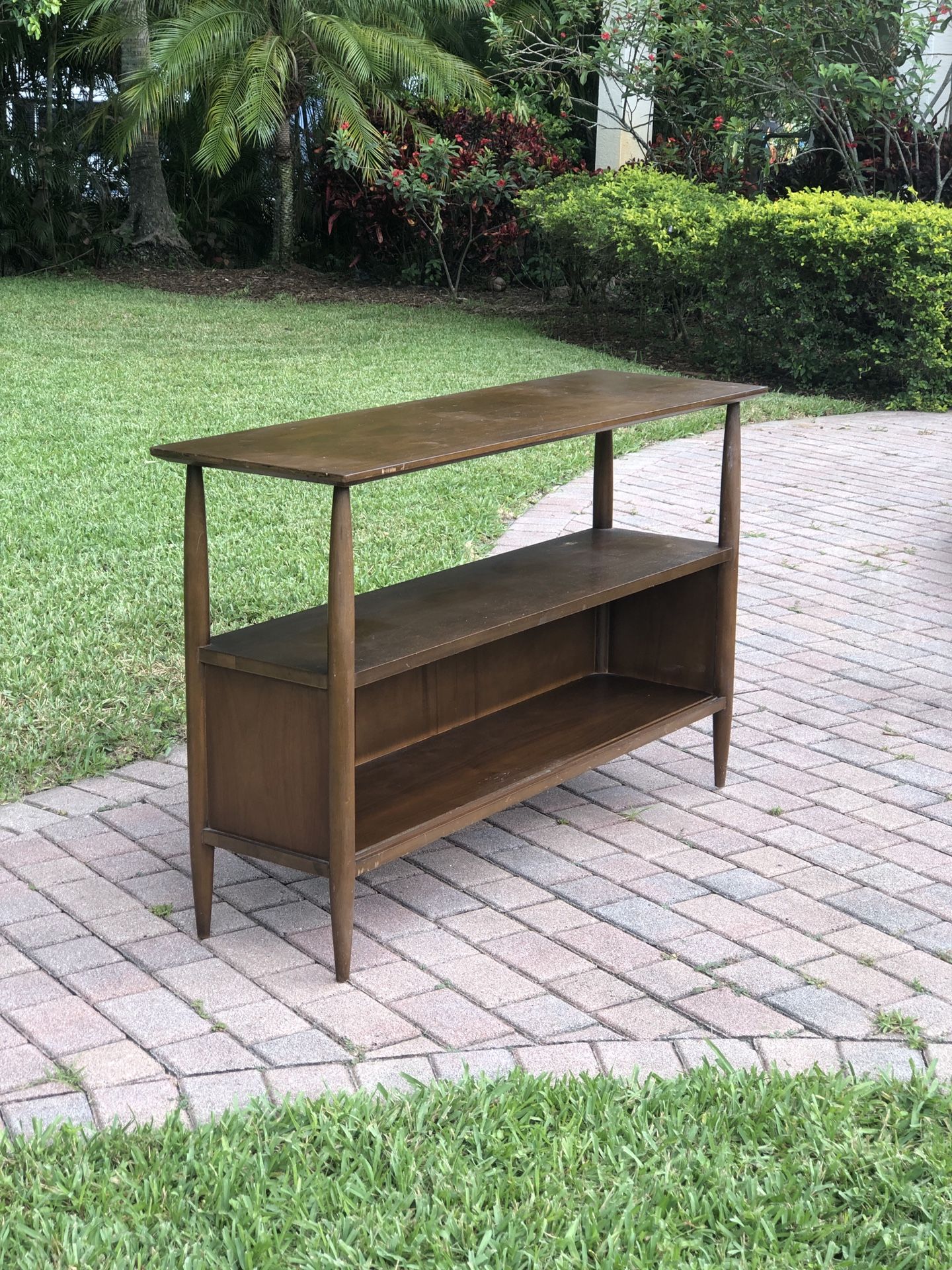 Mid Century Modern Wooden Console Table / Bookshelf / Foyer Table /