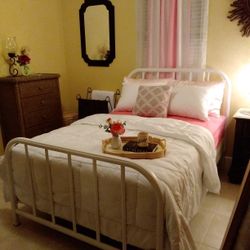 Antic  Metal Bed. Full Size With Boxsprin + Mattress 