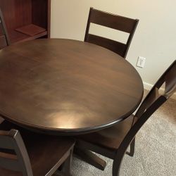 Solid Wood Dining Table + 4 Chairs 