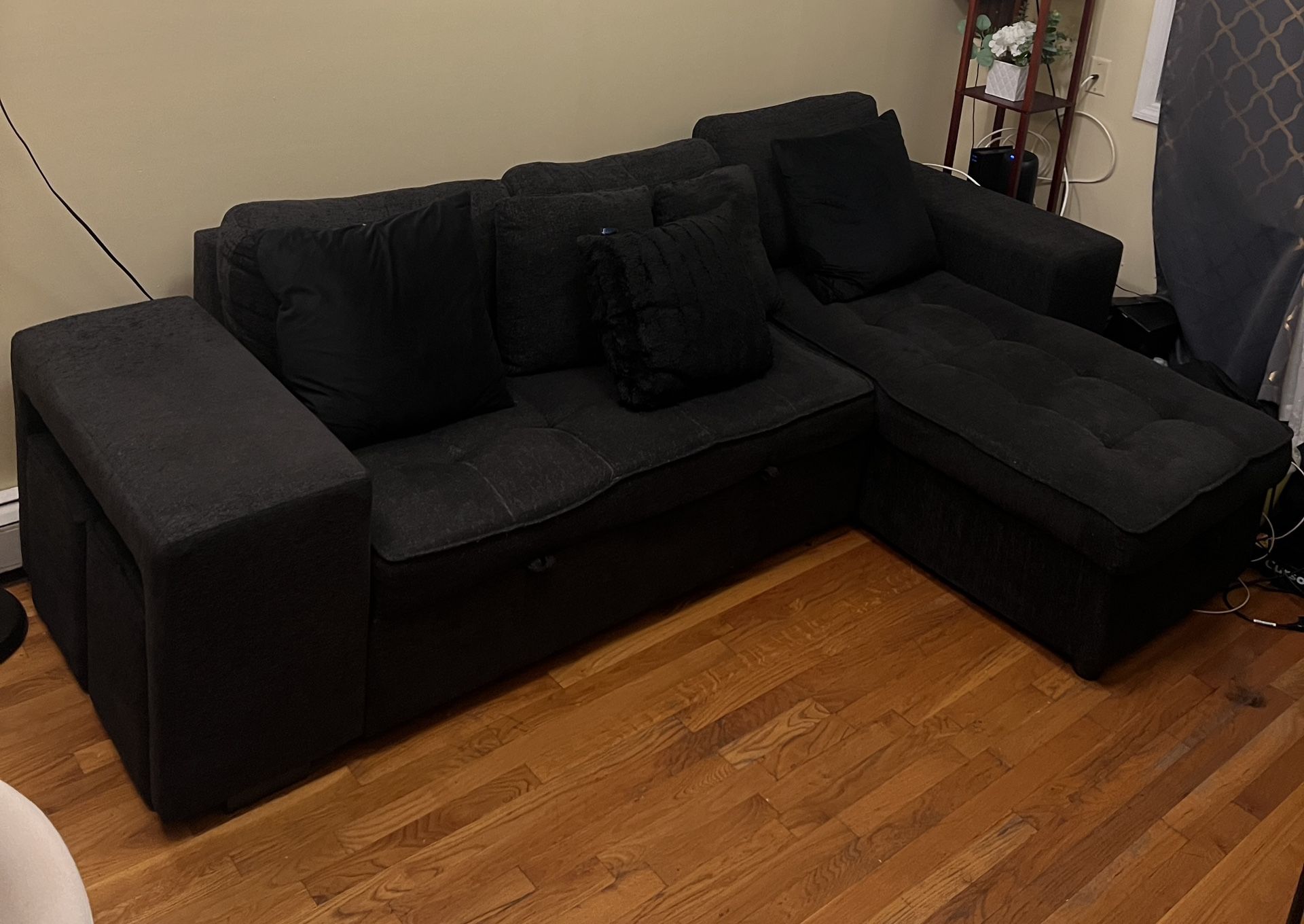 Charcoal gray Full Size Sofa bed, L Shaped