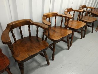 4 captain chairs MCM mid-century modern solid wood