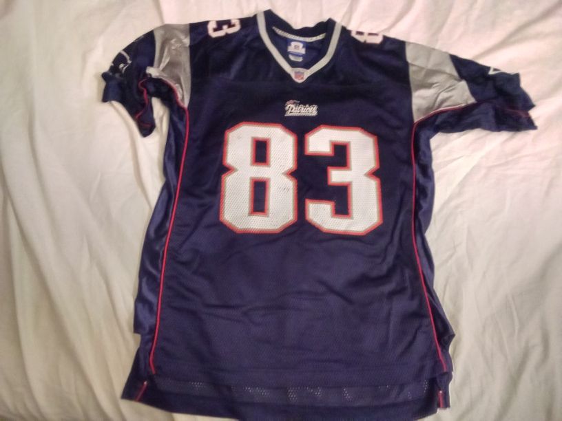 New England Patriots #83 Deion Branch Navy/White/Red Size Large Jersey