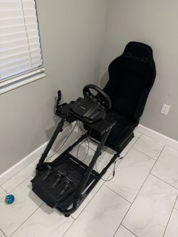 Racing Sim Cockpit with Logitech Wheel and Pedals