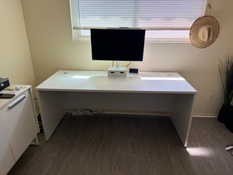 Large white office desk