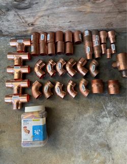 1 1/2” Copper fittings, elbow, couplings  Cobre 1 1/2” 3/4” elbow