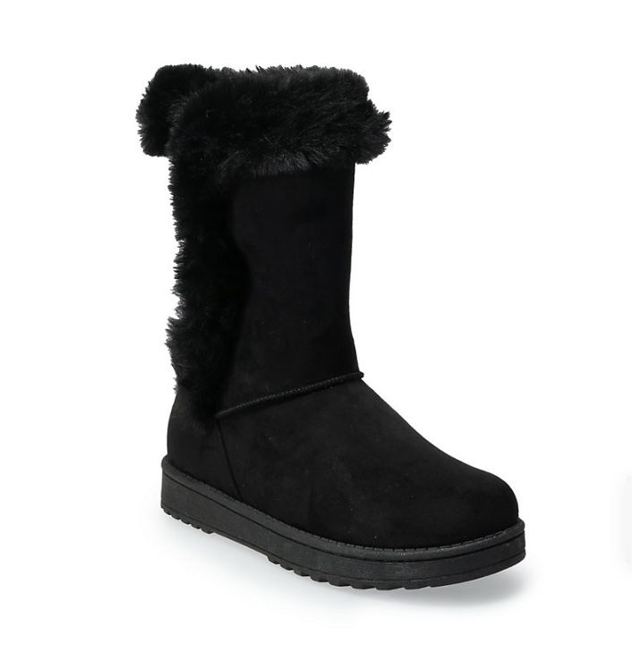 New SO Abigail Women's Faux-Fur Winter Boots Black Size 9