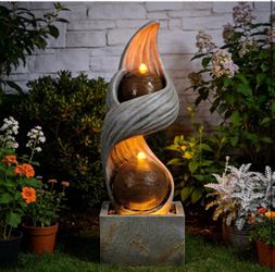 42.9" H Large Water Fountains Outdoor,Modern Spiral Water Fountain Outdoor