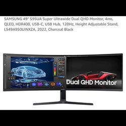 Samsung 49” Business Curved Ultrawide Dual QHD Computer Monitor, USB-C, DisplayPort, HDMI, 120Hz, VESA DisplayHDR 400, Built-in Speakers, Height Adjus