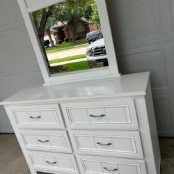 White Dresser & Mirror Set