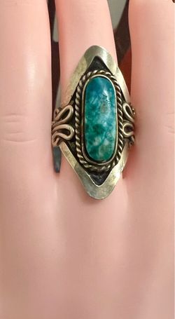Vintage Turquoise & Silver Southwestern Ring Size 10