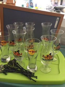 11 Vintage Hard Rock Café Collectible Glasses