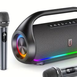 Bluetooth Speakers With 2 Wireless Microphone 