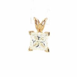 Woman’s Ladies 14k Yellow Gold Princess Cut CZ Cubic Zirconia Solitaire Pendant for Necklace GP3110778