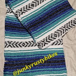 New Blue White Falsa Mexican Blanket 