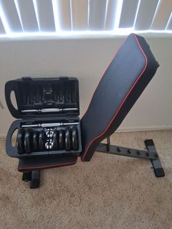 Adjustable dumbell weight set & weight bench