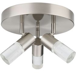 kadision 3-Light Semi Flush Mount Ceiling Light, 3 Head Directional LED Lighting Fixture for Walk-in Closet, Hallway, Foyer, Dimmable 4000K 15W BN Fin