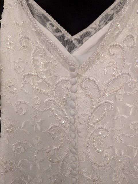 Oleg  Cassini White Lace Beaded Wedding Dress Sz 10
