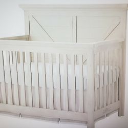 Westinghouse Convertible Crib In Brushed White...Brand New...retails At 649.99